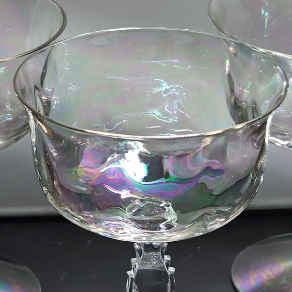 4 Fostoria Coral Pearl Low Coupe 4.5" champagne sherbet cocktail Iridescent Cry - Picture 4 of 7